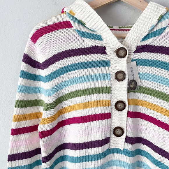Aeropostale Rainbow Stripe Hooded Sweater Size XL Pullover Buttons NWT Y2K - Picture 5 of 11